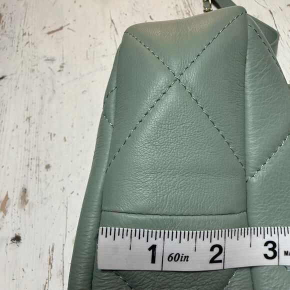 ANNA PAOLA Made In Italy Quilted Leather Flap Mint Green Chain Bag Handbag - Picture 13 of 13